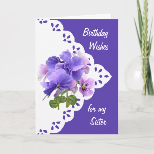 Vintage Pansy Flower for Sister Birthday Card