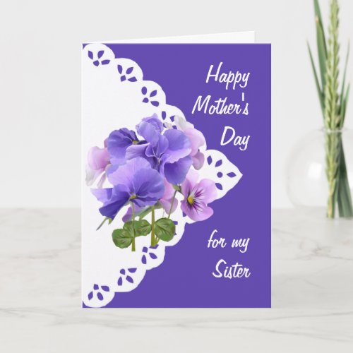 Vintage Pansy Flower for Sister Mothers Day Card