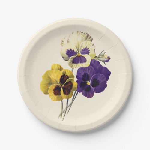 Vintage Pansy Flower Paper Plates