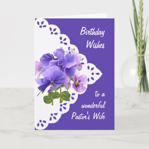 Vintage Pansy Flower Pastors Wife Birthday Card