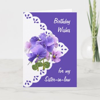 Vintage Pansy Flower Sister-in-law Birthday Card by countrymousestudio at Zazzle