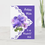 Vintage Pansy Flower Wife Birthday Card<br><div class="desc">Vintage Pansy Flower for your Wonderful Wilfe Birthday</div>