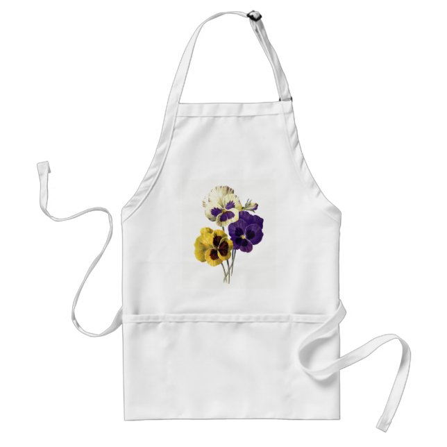 Vintage Pansy Flowers Adult Apron (Front)