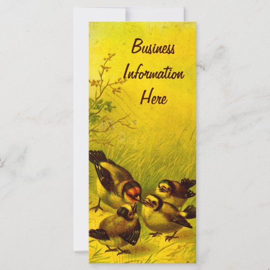 Vintage Panted Sparrows Bookmark Rack Card (Front)