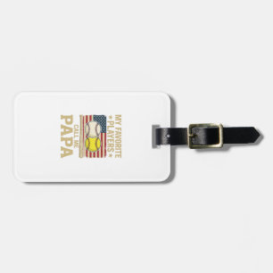 Vintage Papa Baseball Softball Players Shirt Desig Luggage Tag