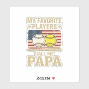 Vintage Papa Baseball Softball Players Shirt Desig Sticker