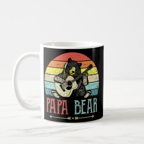 Vintage Papa Bear Playing Guitar Dad Guitar Coffee Mug