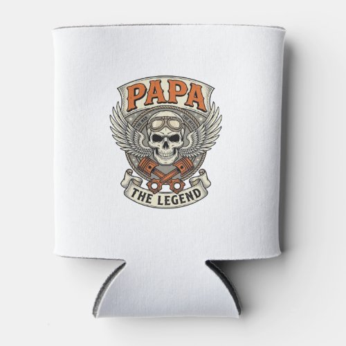 Vintage Papa Biker Skull Legend Can Cooler