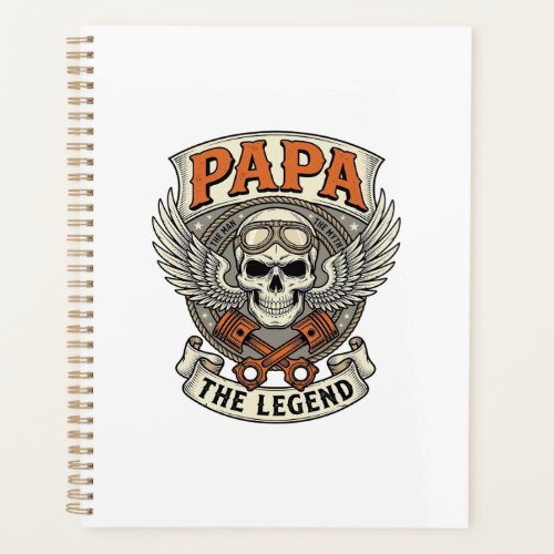 Vintage Papa Biker Skull Legend Planner