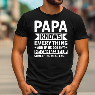 Vintage Papa Knows Everything   Funny Papa T-Shirt