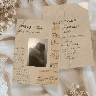 Vintage paper aesthetic photo wedding invitation