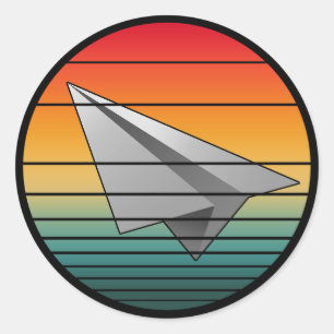 Vintage Paper Airplane Classic Round Sticker