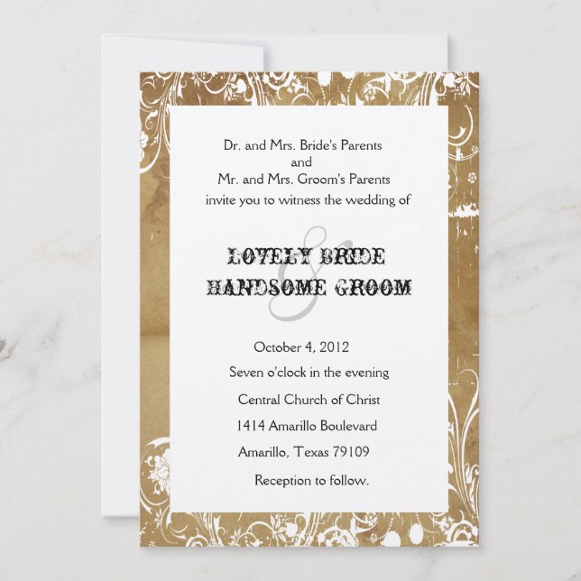 Vintage Paper and Lace Wedding Invitations (Front)