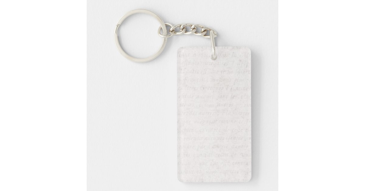 Vintage Paper Antique French Script Writing Blank Keychain ...