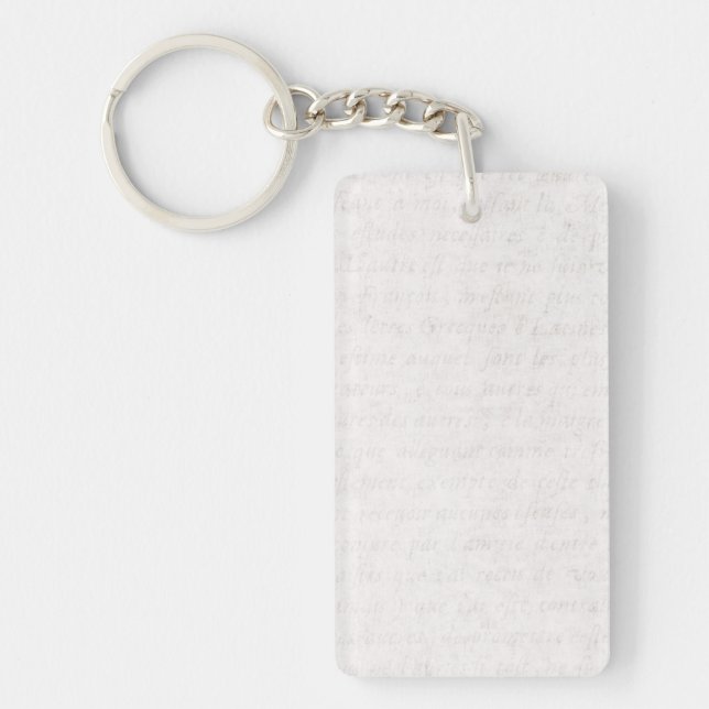 Vintage Paper Antique French Script Writing Blank Keychain (Front)