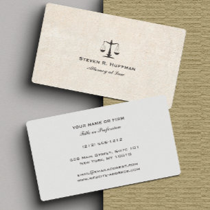 Vintage Paper Attorney at law Justice Scale Business Card