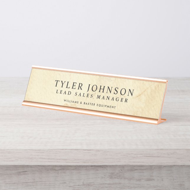 Vintage Paper Backdrop Customized Desk Name Plate (Front)