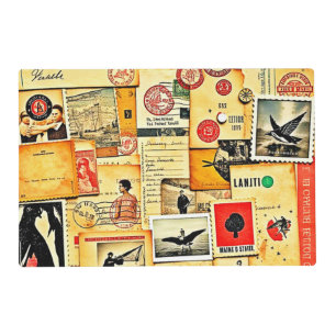 Vintage Paper Collage Art Placemat