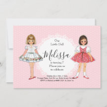 Vintage Paper Doll Birthday Party Invitation