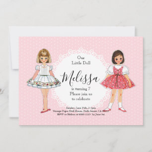 Vintage Paper Doll Birthday Party Invitation