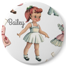 Vintage Paper Doll Image with Dresses Personalized