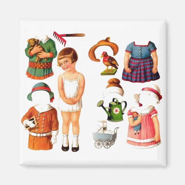 Vintage Paper Doll Magnet (Front)