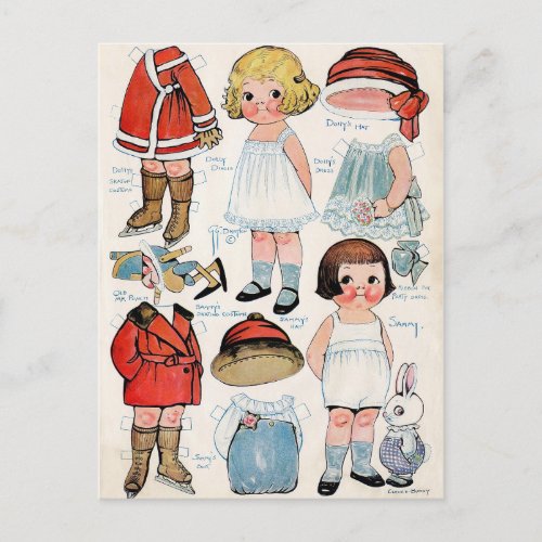 Vintage Paper Doll  Postcard