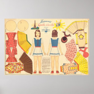 Vintage Paper Doll Poster