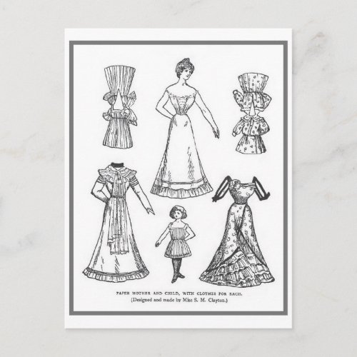 Vintage Paper Dolls Postcard