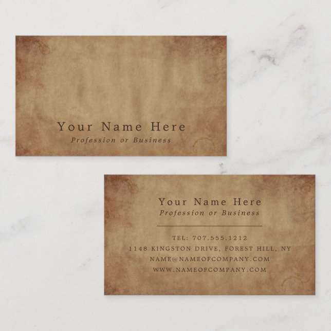 Vintage Paper Effect Business Card (Front/Back)