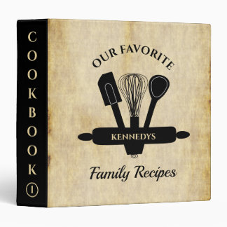 Vintage Paper Family Name Recipe Cookbook 3 Ring Binder