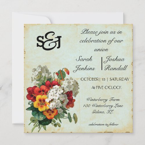 Vintage Paper Floral  Invitation