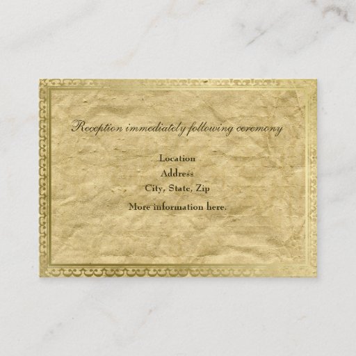 Customizable Vintage Paper Gold Trim Reception Enclosure Cards Business Cards
