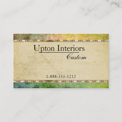 Customizable Vintage Paper, Green Batik Business Card