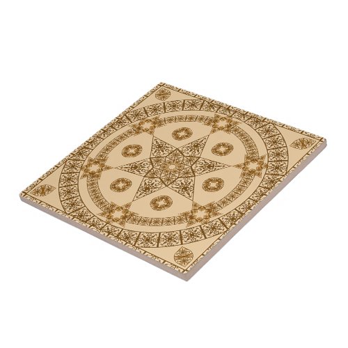 vintage paper king david floral mandala key star  ceramic tile