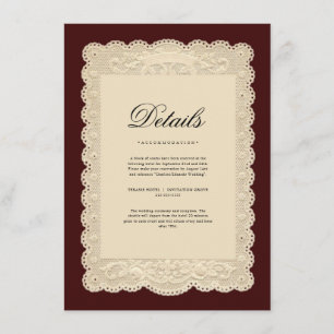 Vintage Paper Lace Burgundy Wedding Invitation
