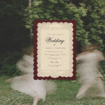 Vintage Paper Lace Burgundy Wedding Invitation<br><div class="desc">Invite your guests with timeless elegance using this vintage-inspired wedding invitation. Designed with a romantic lace-style frame, warm burgundy tones, and classic typography, this invitation captures the charm of old-world weddings while remaining clean and refined. The coordinated back features space for a photo and a QR code, making it easy...</div>