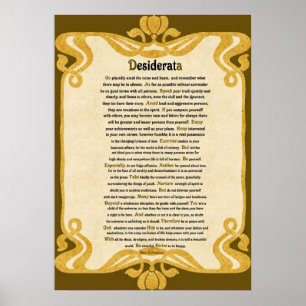 Vintage Paper Look Desiderata Poem by Max Ehrman Poster