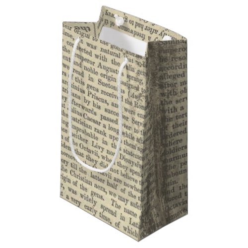 Vintage Paper Old Dictionary Page Small Gift Bag