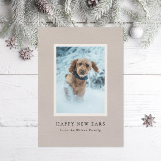 Vintage Paper Pet Ears Photo Holiday Card