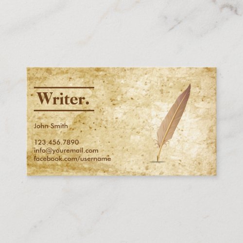 Vintage Paper  Quill Writer Business Card