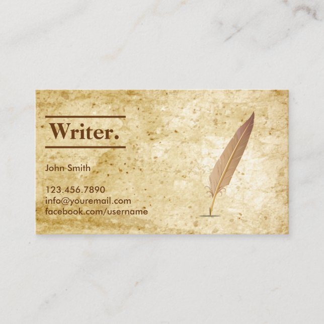 Vintage Paper & Quill Writer Business Card (Front)
