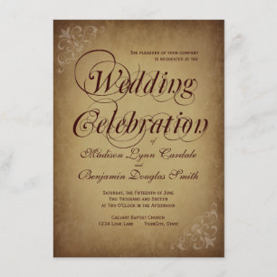 Vintage Paper Rustic Country Wedding Invitations