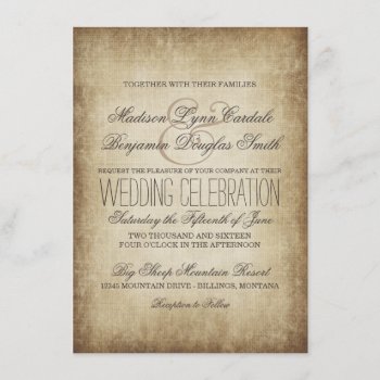 Vintage Paper Rustic Country Wedding Invitations by RusticCountryWedding at Zazzle