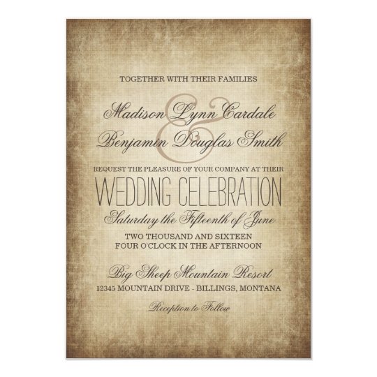 Vintage Paper Rustic Country Wedding Invitations Zazzle Com