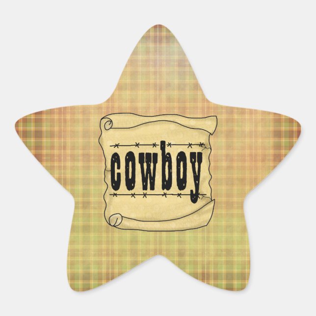 Vintage Paper Scroll Cowboy Star Stickers (Front)