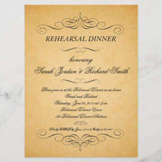 Vintage Paper Swirls Rehearsal Dinner Invitation