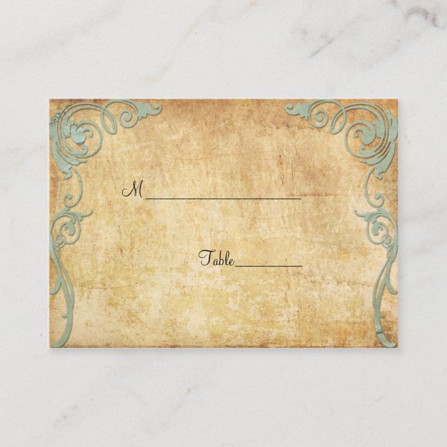 Vintage Paper Swirls Table Place Card (Front)