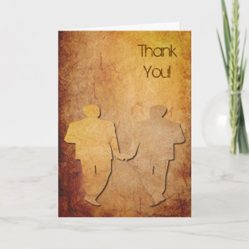 Vintage Paper Texture Gay Marriage Thank You Card