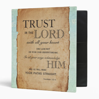 Vintage Paper Trust in the Lord Personalized 3 Ring Binder